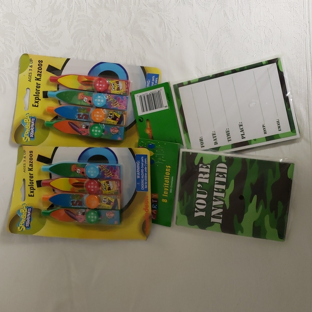 Kids Party Supplies Invitations and Kazoos